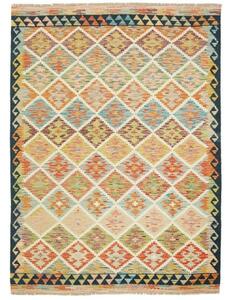 Tappeto Kilim Geometrico Multicolore Beige 146x202 Cm