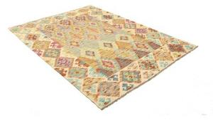 Tappeto Kilim Geometrico Avorio Arancione 160x207 Cm
