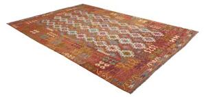 Tappeto Kilim Geometrico Arancione Ruggine Beige 201x298 Cm