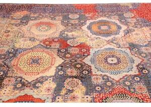 Tappeto Kairo Geometrico Blu Scuro Rosso Mattone 248x299 Cm