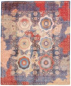Tappeto Kairo Geometrico Blu Scuro Rosso Mattone 248x299 Cm