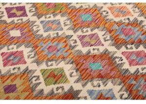 Tappeto Kilim Geometrico Arancione Ruggine Beige 201x298 Cm