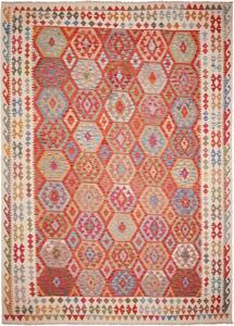 Tappeto Kilim Geometrico Rosso Mattone Beige 253x351 Cm