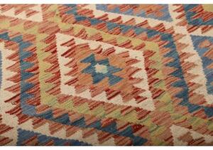 Tappeto Kilim Geometrico Rosso Mattone Azzurro 175x258 Cm