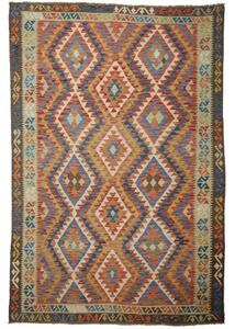 Tappeto Kilim Geometrico Rosso Mattone Azzurro 175x258 Cm