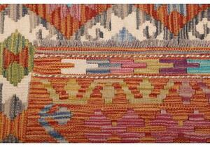Tappeto Kilim Geometrico Arancione Ruggine Beige 201x298 Cm