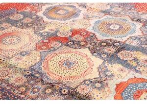 Tappeto Kairo Geometrico Blu Scuro Rosso Mattone 248x299 Cm