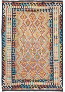 Tappeto Kilim Geometrico Multicolore Beige 171x253 Cm
