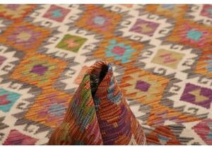 Tappeto Kilim Geometrico Arancione Ruggine Beige 201x298 Cm