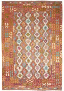 Tappeto Kilim Geometrico Arancione Ruggine Beige 201x298 Cm