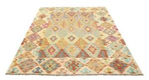 Tappeto Kilim Geometrico Avorio Arancione 160x207 Cm