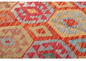 Tappeto Kilim Geometrico Rosso Mattone Beige 253x351 Cm
