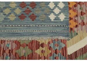Tappeto Kilim Geometrico Verde Petrolio Rosso Terracotta 402x596 Cm