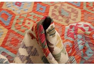 Tappeto Kilim Geometrico Rosso Mattone Beige 253x351 Cm