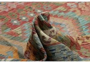 Tappeto Kilim Geometrico Verde Petrolio Rosso Terracotta 402x596 Cm