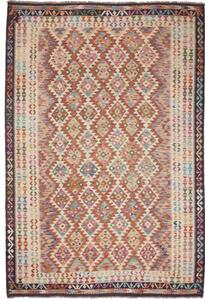 Tappeto Kilim Geometrico Rosso Mattone Avorio 198x294 Cm