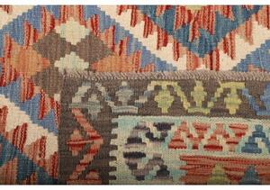 Tappeto Kilim Geometrico Rosso Mattone Azzurro 175x258 Cm