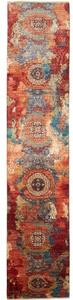 Tappeto Vintage Erased Stilizzato Rosso Blu Petrolio Corsia 72x358 Cm