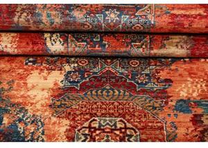 Tappeto Vintage Erased Stilizzato Rosso Blu Petrolio Corsia 72x358 Cm