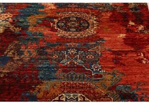 Tappeto Vintage Erased Stilizzato Rosso Blu Petrolio Corsia 72x358 Cm