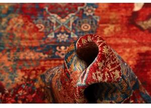 Tappeto Vintage Erased Stilizzato Rosso Blu Petrolio Corsia 72x358 Cm