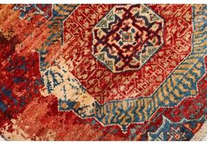 Tappeto Vintage Erased Stilizzato Rosso Blu Petrolio Corsia 72x358 Cm