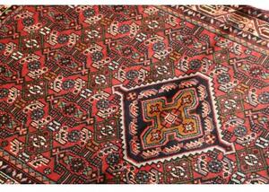 Tappeto Hamadan Stilizzato Rosso Mattone Blu Scuro 100x152 Cm