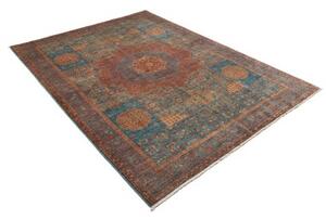 Tappeto Kairo Medaglione Blu Rosso Mattone 174x247 Cm