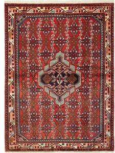 Tappeto Hamadan Stilizzato Rosso Blu Scuro 108x148 Cm