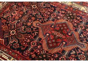 Tappeto Hamadan Stilizzato Blu Scuro Rosso Mattone 112x175 Cm