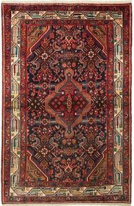 Tappeto Hamadan Stilizzato Blu Scuro Rosso Mattone 112x175 Cm