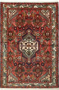 Tappeto Hamadan Stilizzato Rosso Mattone Blu Notte 97x150 Cm