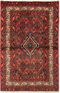 Tappeto Hamadan Stilizzato Rosso Mattone Blu Scuro 103x156 Cm