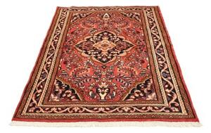 Tappeto Hamadan Medaglione Floreale Rosso Corallo Blu Scuro 112x152 Cm