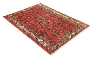 Tappeto Hamadan Stilizzato Rosso Corallo Blu Petrolio 106x150 Cm