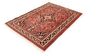 Tappeto Hamadan Medaglione Floreale Rosso Corallo Blu Scuro 112x152 Cm