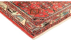 Tappeto Hamadan Stilizzato Rosso Corallo Blu Petrolio 106x150 Cm