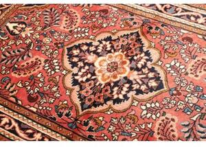Tappeto Hamadan Medaglione Floreale Rosso Corallo Blu Scuro 112x152 Cm