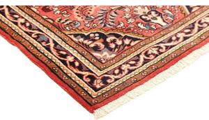 Tappeto Hamadan Medaglione Floreale Rosso Corallo Blu Scuro 112x152 Cm