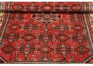 Tappeto Hamadan Stilizzato Rosso Corallo Blu Petrolio 106x150 Cm