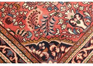 Tappeto Hamadan Medaglione Floreale Rosso Corallo Blu Scuro 112x152 Cm