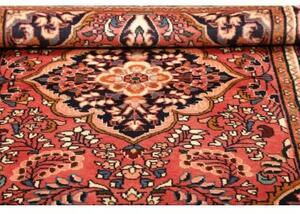 Tappeto Hamadan Medaglione Floreale Rosso Corallo Blu Scuro 112x152 Cm