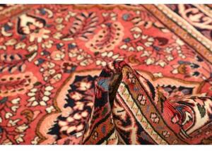 Tappeto Hamadan Medaglione Floreale Rosso Corallo Blu Scuro 112x152 Cm