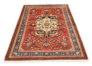 Tappeto Hamadan Medaglione Floreale Rosso Azzurro 110x166 Cm