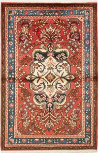 Tappeto Hamadan Medaglione Floreale Rosso Azzurro 110x166 Cm