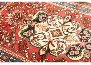 Tappeto Hamadan Medaglione Floreale Rosso Azzurro 110x166 Cm