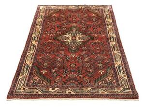 Tappeto Hamadan Stilizzato Rosso Mattone Blu Notte 100x157 Cm
