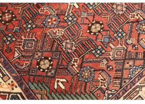 Tappeto Hamadan Stilizzato Rosso Mattone Blu Notte 100x157 Cm
