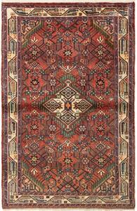 Tappeto Hamadan Stilizzato Rosso Mattone Blu Notte 100x157 Cm