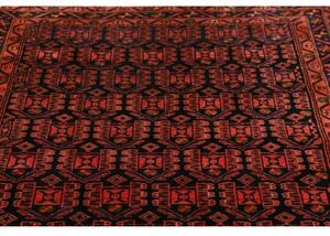 Tappeto Hamadan Geometrico Marrone Scuro Rosso Mattone 143x200 Cm
